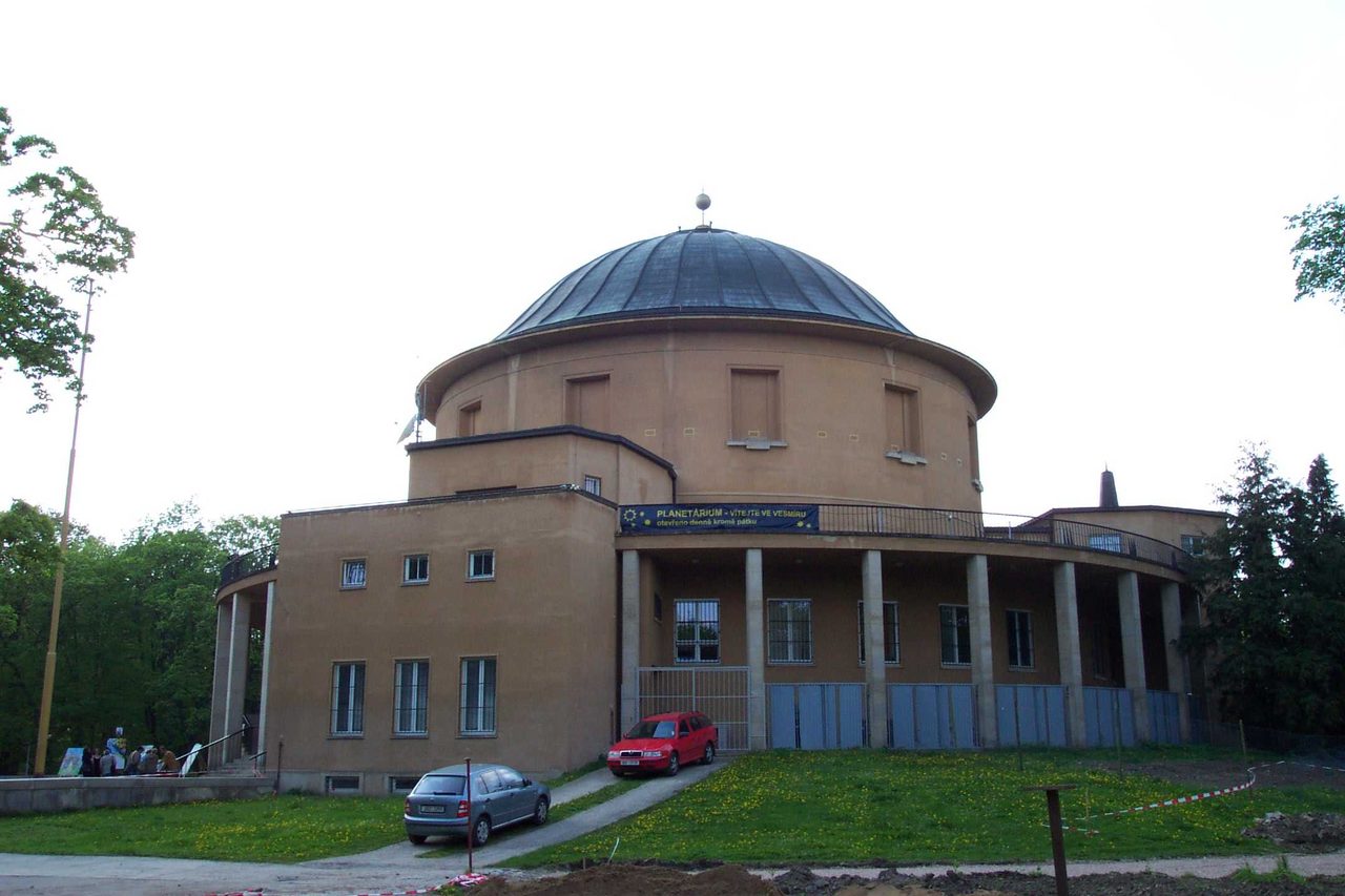The Prague Planetarium building in Stromovka park